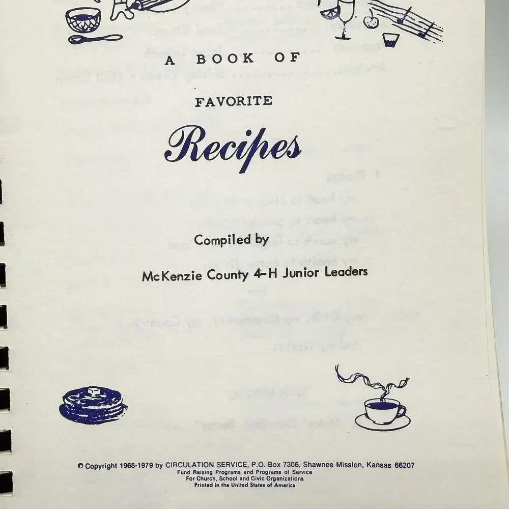 McKinzie County North Dakota 4-H Cookbook Vintage 1970s Recipes 4H Junior Leader